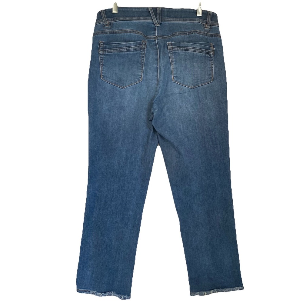 Democracy Ab Technology Jeans Size 10 Blue Straight Leg Raw Hem Distressed - Picture 3 of 10